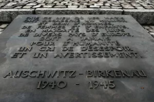 Images Dated 27th May 2003: Memorial stone in Birkenau extermination camp