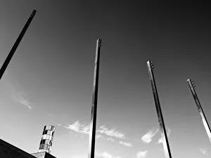 Modern street lights in Bonn Square, Oxford England bw Modern street lights in Bonn Square, Oxford England bw