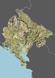 Montenegro, Relief Map With Border and Mask Montenegro, Relief Map With Border and Mask