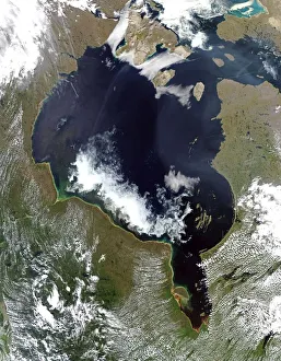 Nelson River and Hudson Bay shown in an image from the True-colour Moderate Resolution Nelson River and Hudson Bay shown in an image from the True-colour Moderate Resolution