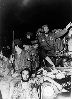 Newly victorious fidel castro ruz entering havana at the head of his revolutionary army Newly victorious fidel castro ruz entering havana at the head of his revolutionary army