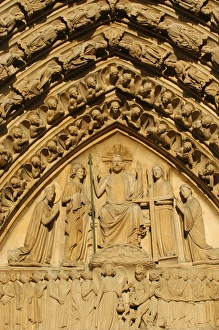 Notre Dame of Paris cathedral Judgment gate tympanum and arch Notre Dame of Paris cathedral Judgment gate tympanum and arch