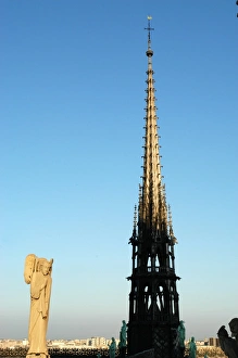 Notre Dame of Paris cathedral roof sculpture and spire Notre Dame of Paris cathedral roof sculpture and spire
