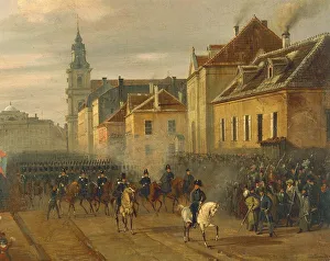 Poland, Warsaw, Military Parade in Streets of Warsaw after the Failure of 1830 November Uprising Poland, Warsaw, Military Parade in Streets of Warsaw after the Failure of 1830 November Uprising