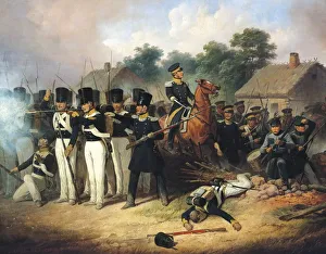 Poland Warsaw, Painted image of November Uprising (19th Century Polish Revolution of 1830) Poland Warsaw, Painted image of November Uprising (19th Century Polish Revolution of 1830)