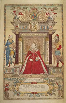 Queen Elizabeth I enthroned - frontispiece, from Atlas of England Queen Elizabeth I enthroned - frontispiece, from Atlas of England