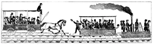 Race between Peter Coopers locomotive and a horse-drawn railway carriage Race between Peter Coopers locomotive and a horse-drawn railway carriage