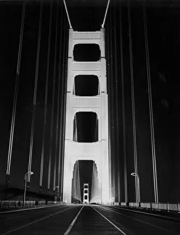 San Francisco, California: May 26, 1937.The empty Golden Gate Bridge at night three days