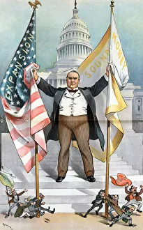 Satirical cartoon with President W. McKinley, 1900 Satirical cartoon with President W. McKinley, 1900