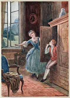 Scene from Mozarts opera The Marriage of Figaro. (Le Nozze di Figaro), comic opera Scene from Mozarts opera The Marriage of Figaro. (Le Nozze di Figaro), comic opera