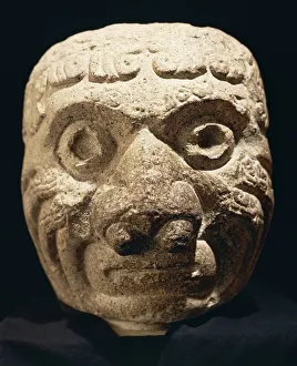 Sculpted head from temple at Huantar Sculpted head from temple at Huantar