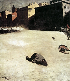 The Shooting': Russian Revolution of 1905. Imperial troops firing into the rioting crowd The Shooting': Russian Revolution of 1905. Imperial troops firing into the rioting crowd