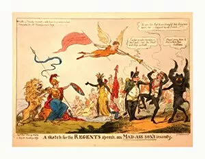 Images Dated 1st January 1812: A Sketch For The Regents Speech On Mad-ass-sons Insanity