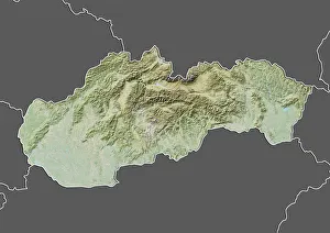 Slovakia, Relief Map with Border and Mask Slovakia, Relief Map with Border and Mask