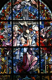 Stained glass in Saint Jean of Besancon cathedral Stained glass in Saint Jean of Besancon cathedral