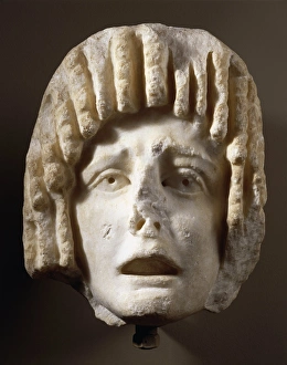 Tragic mask made of marble, from Aydin (ancient Tralles), Turkey Tragic mask made of marble, from Aydin (ancient Tralles), Turkey