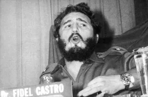 Fidel Castro Prints: Fidel Castro Print - Cuba 1959 Indoor Conference Speech