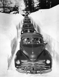 Narrow Winter Road Idaho Print c. 1952 Photo