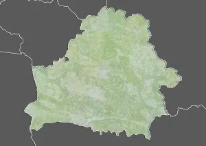 Prints of Relief map of Belarus (with border and mask). This image was compiled from data acquired by landsat 5 and 7 satellites combined with elevation data Map Prints: Belarus Relief Map Print