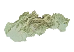 Prints of Relief map of Slovakia. This map was processed from elevation data Map Prints: Relief Map Print of Slovakia