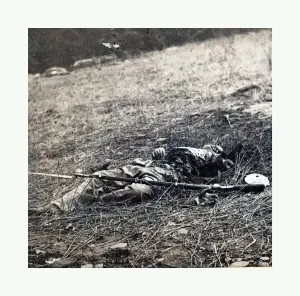 Victorian Era Photography Prints: American Civil War: War Effect Of A Shell On A Confederate Soldier At Battle Of Gettysburg