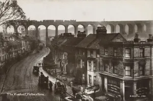 Prints of Postcard of Viaduct in Folkestone. 1918, Folkestone, Kent, England, UK, Postcard of Viaduct in Folkestone Vintage Postcard Prints: Folkestone Viaduct Print 1918