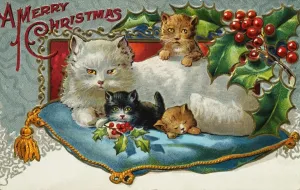 Print of Christmas Cats, ca. 1899-1915