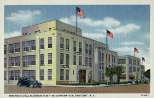 Prints of IBM Corporation Building. ca. 1937, Endicott, New York, USA, INTERNATIONAL BUSINESS MACHINE CORPORATION, ENDICOTT, N.Y Vintage Postcard Prints: IBM Corporation Building Print, 1937