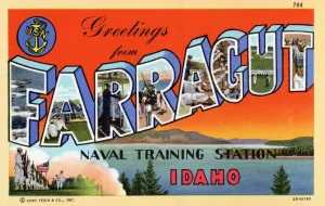 Prints of Greeting Card from Farragut Naval Training Station. ca. 1943, Farragut, Idaho, USA, Greeting Card from Farragut Naval Training Station Vintage Postcard Prints: Greeting Card Print from Farragut Naval Training Station, Idaho, 1943