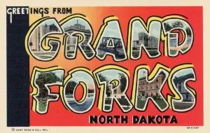 Prints of Greeting Card from Grand Forks, North Dakota. ca. 1944, Greeting Card from Grand Forks, North Dakota Vintage Postcard Prints: Greeting Card Print from Grand Forks, North Dakota