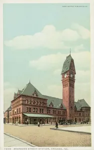 Prints of Dearborn Street Station, Chicago, Ill. Postcard. ca. 1905-1939, Dearborn Street Station, Chicago, Ill. Postcard Vintage Postcard Prints: Dearborn Street Station Print