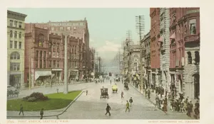 Prints of First Avenue, Seattle, Wash. Postcard. 1904, First Avenue, Seattle, Wash. Postcard Vintage Postcard Prints: First Avenue Seattle Print 1904