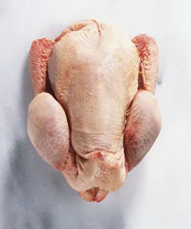 A whole, raw chicken, view from above A whole, raw chicken, view from above