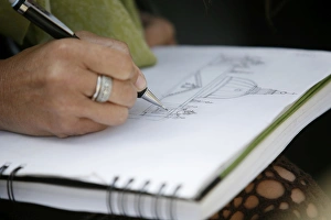 Woman drawing St Peters basilica Woman drawing St Peters basilica
