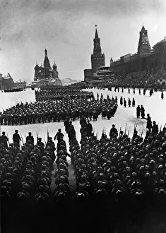 World war 2, traditional military parade on the red square in moscow on november 7, 1941 World war 2, traditional military parade on the red square in moscow on november 7, 1941