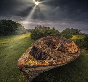 Abandoned old fishing boat on the foreshore, Bellarine Peninsula, Victoria, Australia Abandoned old fishing boat on the foreshore, Bellarine Peninsula, Victoria, Australia