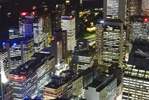 Aerial view of downtown Sydney illuminated at night Aerial view of downtown Sydney illuminated at night