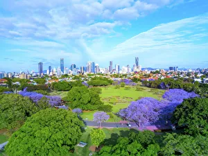 Aerial View overlooking Brisbane City Australia Aerial View overlooking Brisbane City Australia