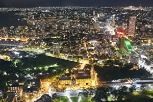 Aerial view of St Marys Cathedral in Sydney at night Aerial view of St Marys Cathedral in Sydney at night