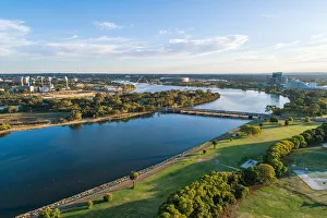 Aerial view over the swan river in perth western australia Aerial view over the swan river in perth western australia