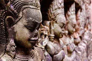 Angkor Wat Temple Wall Faces Detail Angkor Wat Temple Wall Faces Detail