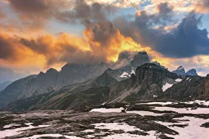 Awesome setting sun in Dolomite range - Italy Awesome setting sun in Dolomite range - Italy