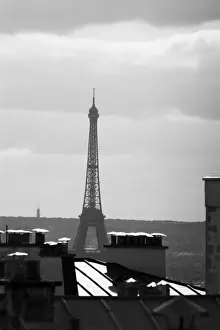 Paris Eiffel Tower Prints: black and white image of Paris