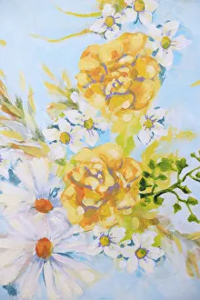 Bouquet of Yellow Roses, Blossom, Daises, and Fern Bouquet of Yellow Roses, Blossom, Daises, and Fern