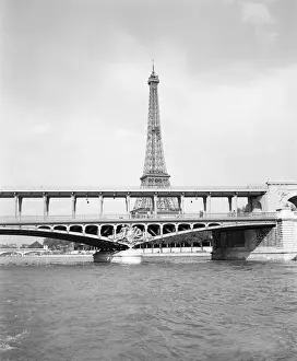 International Travel Destinations Prints: Bridge and Eiffel Tower
