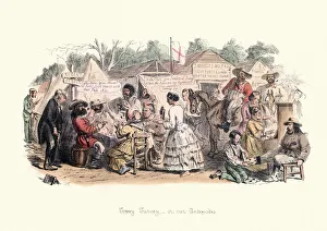 Caricature of life in a nineteenth century Australian settlement, Victorian Caricature of life in a nineteenth century Australian settlement, Victorian