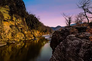 Chichibu red wall at Nagatoro Gorge in the evening Chichibu red wall at Nagatoro Gorge in the evening