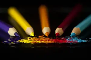 Images Dated 16th October 2014: Colour Your World Print: Coloured Pencils on Black Background