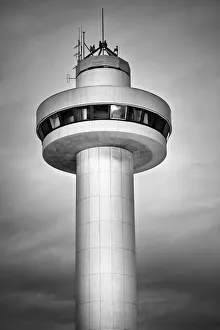 Communication surveillance control tower retro design black and white Communication surveillance control tower retro design black and white