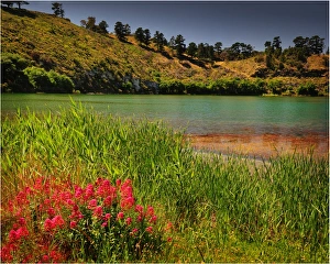 Crater lake, a smaller body of water within the nature reserve of the Blue Lake, Mount Gambier, South Australia Crater lake, a smaller body of water within the nature reserve of the Blue Lake, Mount Gambier, South Australia